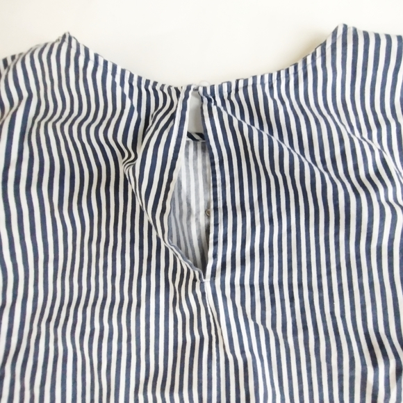 Zara | Poplin Stripe Bell Sleeve Top with Faux Pearls | Women's Small - Picture 6 of 7